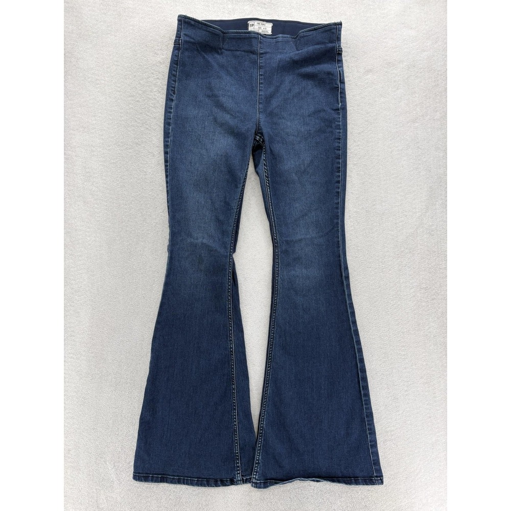 Free People We The Free Penny Pull On Flare Jeans Womens 30 Blue Stretch Denim
